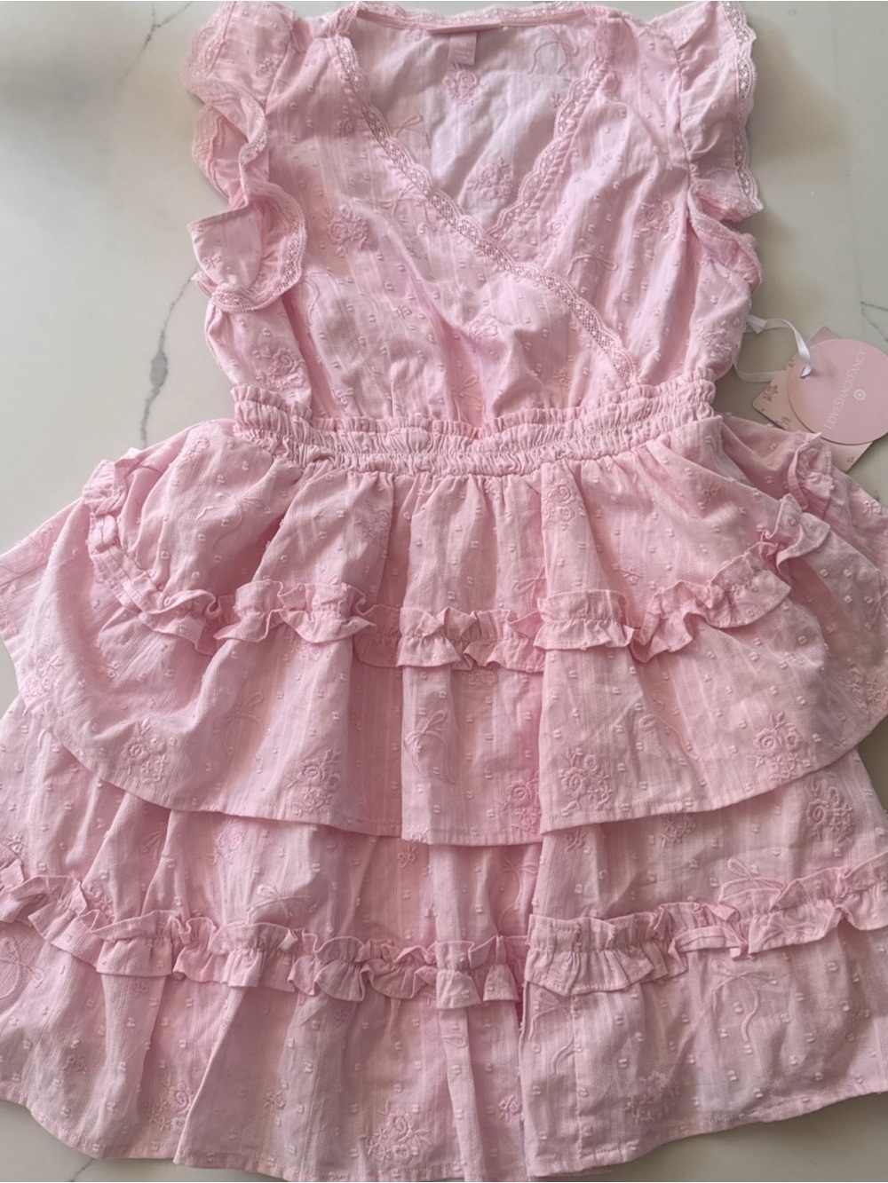 LoveShackFancy Girls' Light Pink Ruffle Eyelet Dress 🎀